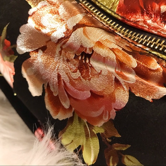 Floral mini faux suede foil accent backpack - Picture 7 of 7